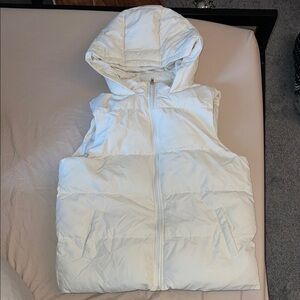 White Puffer Vest with Hood